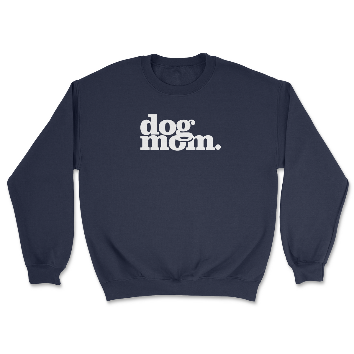 Dog Mom (White) - Navy (Adult Crewneck) (Super Sale)
