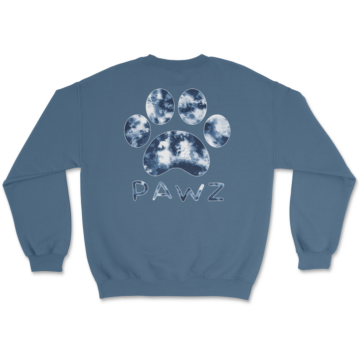 Blue Tie Dye Paw (Adult Crewneck)