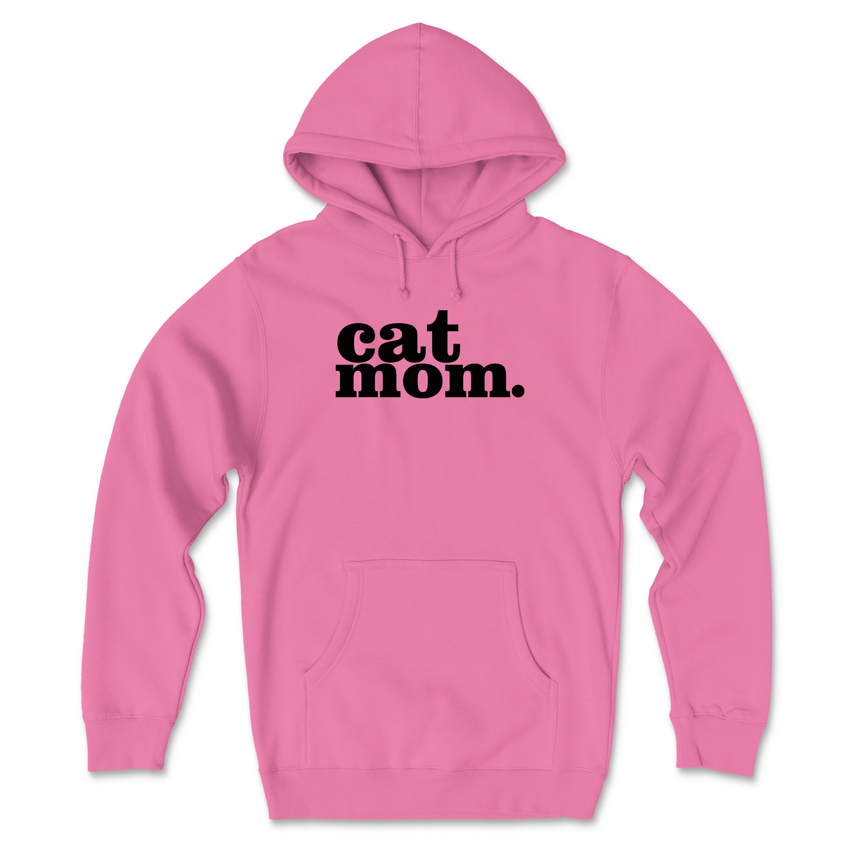 Cat Mom (Black) - Front Print (Adult Hoodie)